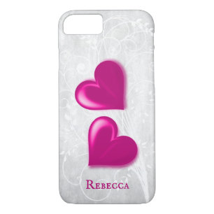 Magenta Hearts Personalised Case-Mate iPhone Case