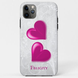 Magenta Hearts Personalised Case-Mate iPhone Case