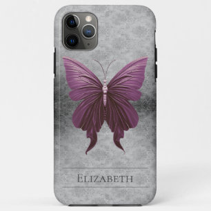 Magenta Jewelled Butterfly Damask Case-Mate iPhone Case