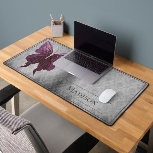 Magenta Jewelled Butterfly Damask Desk Mat