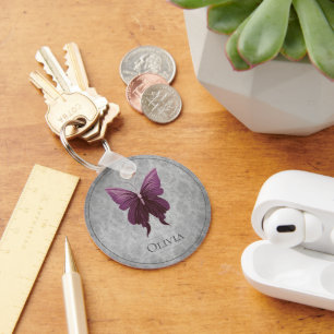 Magenta Jewelled Butterfly Key Ring