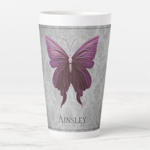 Magenta Jewelled Butterfly Latte Mug