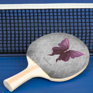 Magenta Jewelled Butterfly Ping Pong Paddle