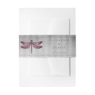 Magenta Jewelled Dragonfly Invitation Belly Band