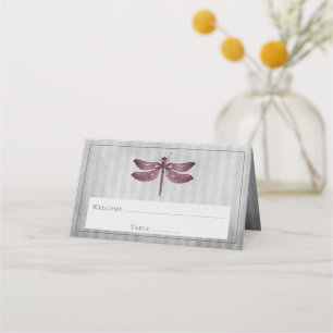Magenta Jewelled Dragonfly Reception Place Card