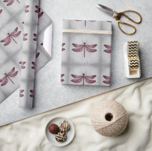 Magenta Jewelled Dragonfly Wrapping Paper