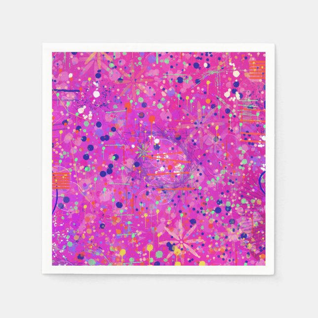 Magenta Jubilee Abstract Print  Napkin (Front)