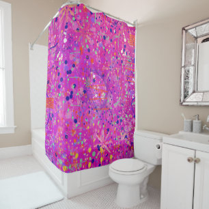 Magenta Jubilee Abstract Print Shower Curtain