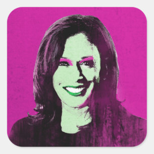 Magenta Kamala Harris Pop Art Square Sticker