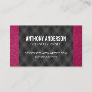 Magenta Leather   Black Upholstered Padding Discount Card