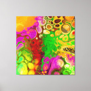 Magenta, Lime Green, Black Yellow abstract art Canvas Print