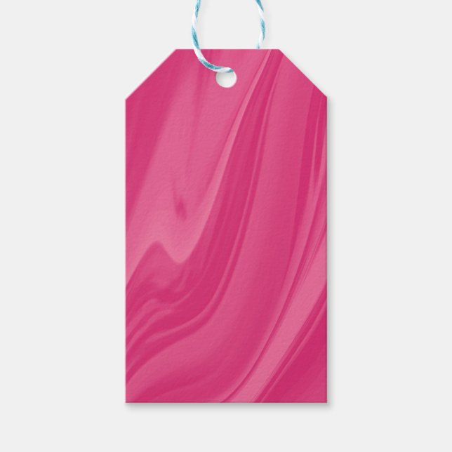 Magenta Liquid Marble Background Gift Tags (Front)