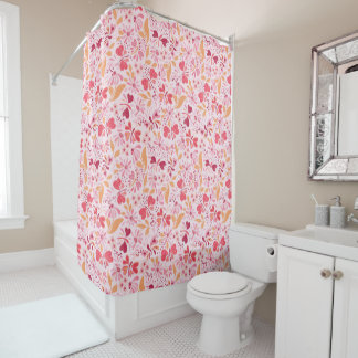 Magenta Love & Butterflies_02 Shower Curtain