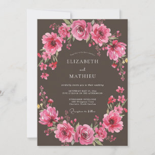 Magenta Lush Floral Wedding Invitation