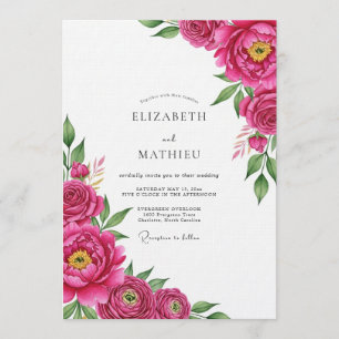 Magenta Lush Painterly Bloom Wedding Invitation