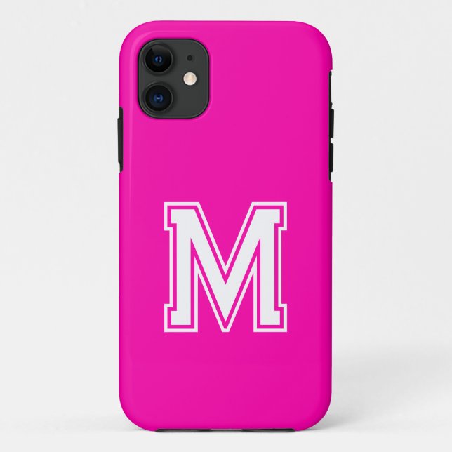 Magenta Madness Solid Colour | Minimalist Monogram Case-Mate iPhone Case (Back)