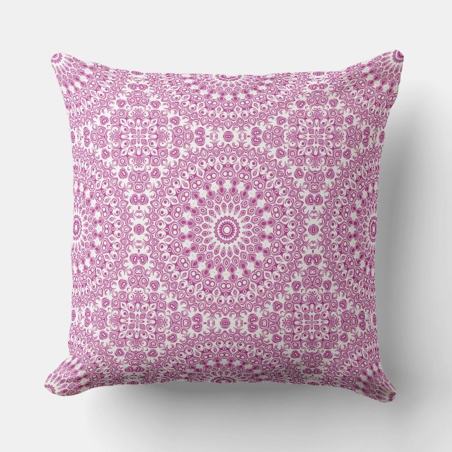Magenta Mandala Geometric Pattern Cushion (Front)
