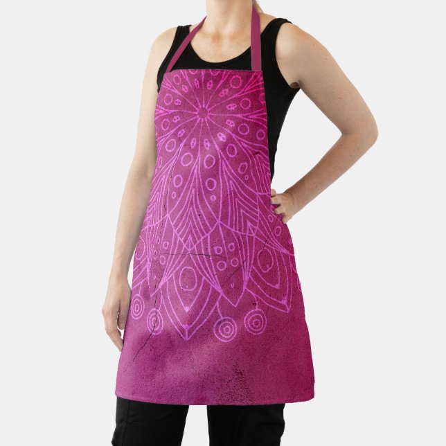Magenta Mandala Zen Rustic Body Mind Spirit Apron (Insitu)