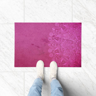 Magenta Mandala Zen Rustic Body Mind Spirit Doormat