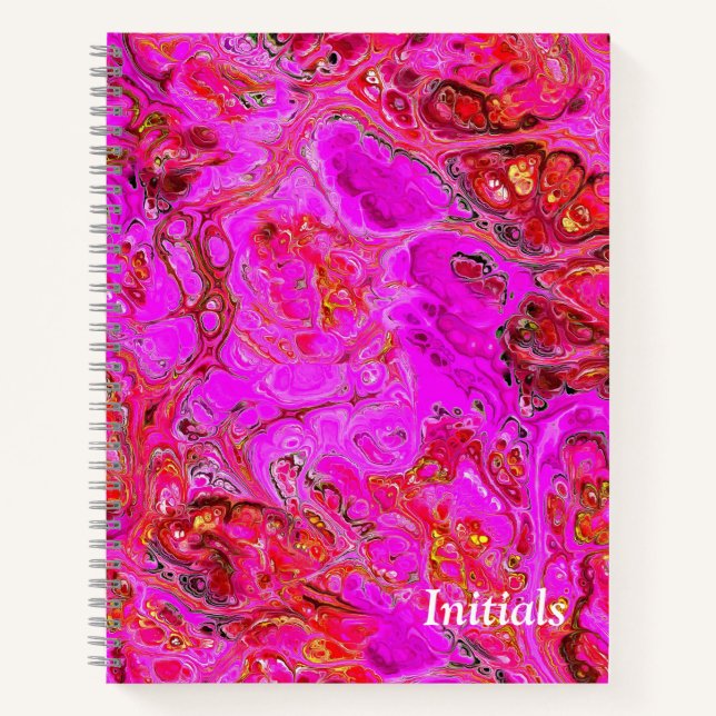 Magenta Marble Swirl Personalised Notebook (Front)