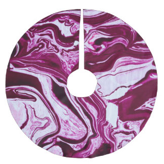 Magenta Marble Texture: Abstract Fluid Art Brushed Polyester Tree Skirt