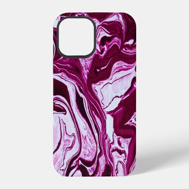 Magenta Marble Texture: Abstract Fluid Art iPhone Case (Back)