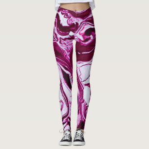 Magenta Marble Texture: Abstract Fluid Art Leggings