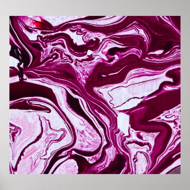 Magenta Marble Texture: Abstract Fluid Art Poster (Front)