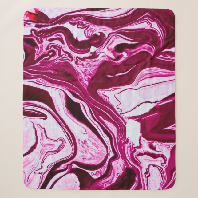 Magenta marble texture sherpa blanket (Front)