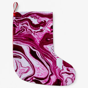 Magenta marble texture small christmas stocking