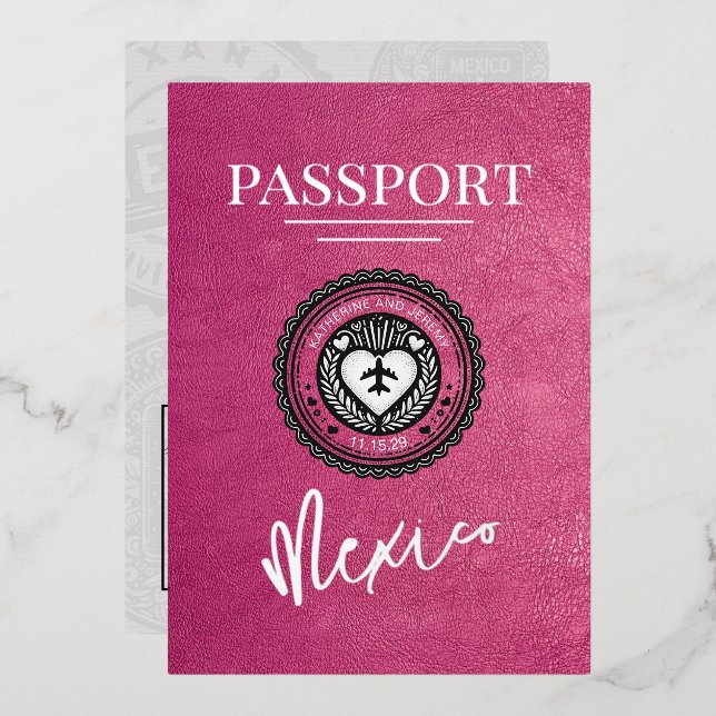 Magenta Mexico Passport Wedding (Front/Back)