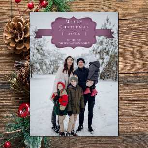 Magenta Modern and Simple Christmas Photo Card