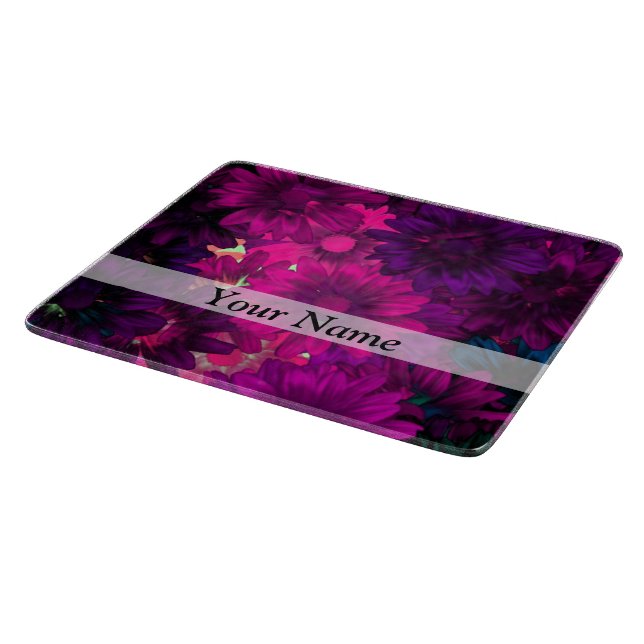 Magenta modern floral cutting board (Corner)