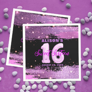 Magenta Modern Glam Sweet Sixteen Birthday Napkin
