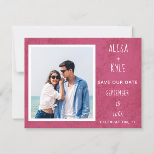 Magenta Modern Photo Save the Date