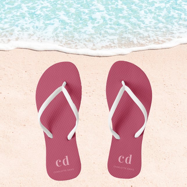 Magenta monogram name jandals (Creator Uploaded)