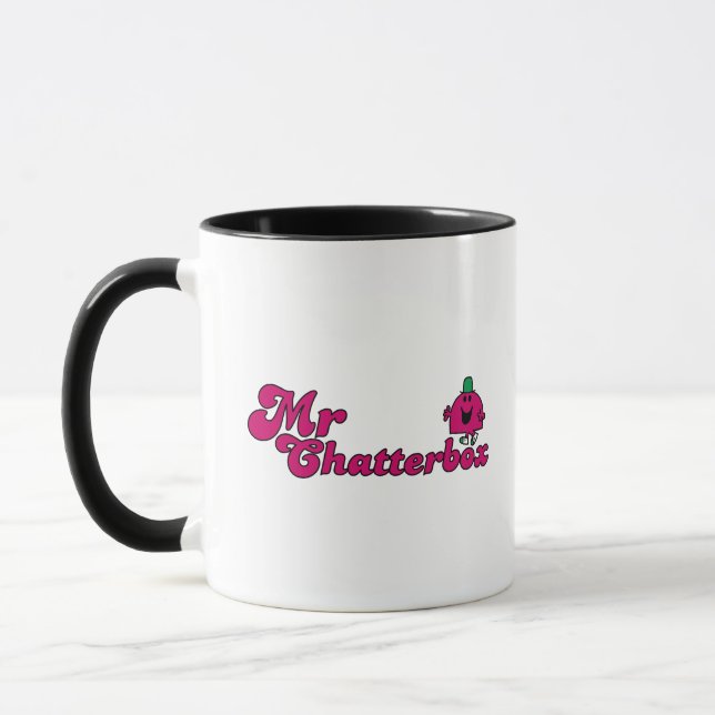 Magenta Mr. Chatterbox Logo Mug (Left)