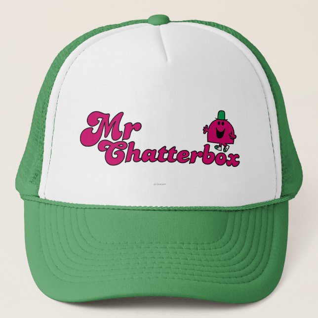 Magenta Mr. Chatterbox Logo Trucker Hat (Front)