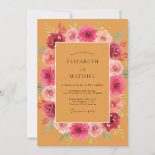 Magenta Mustard Wildflower Wedding Invitation