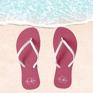 Magenta name monogram jandals