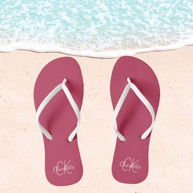 Magenta name monogram jandals (Creator Uploaded)