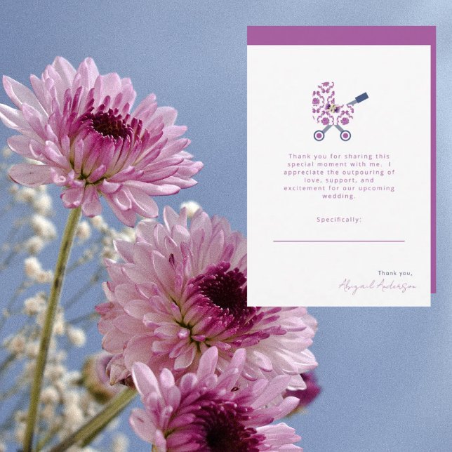 Magenta & Navy Damask Pram  Baby Shower  Thank You Card (Creator Uploaded)