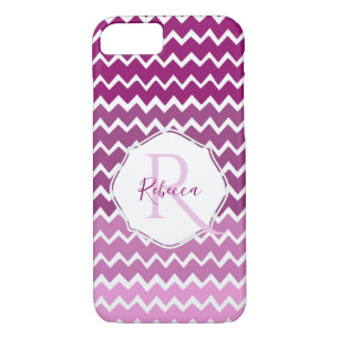 Magenta Ombre Chevron Personalised iPhone Case