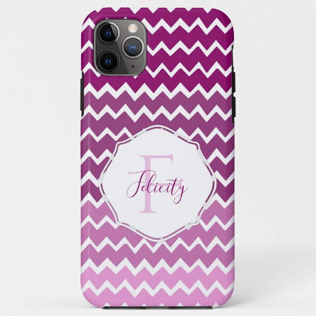 Magenta Ombre Chevron Personalised iPhone Case (Back)