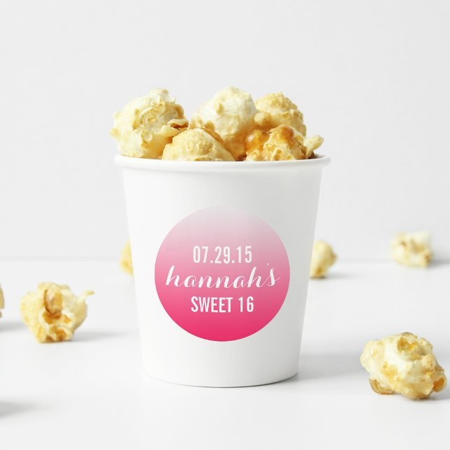 Magenta Ombre Gradient Sweet Sixteen Favour Sticke Classic Round Sticker (Creator Uploaded)