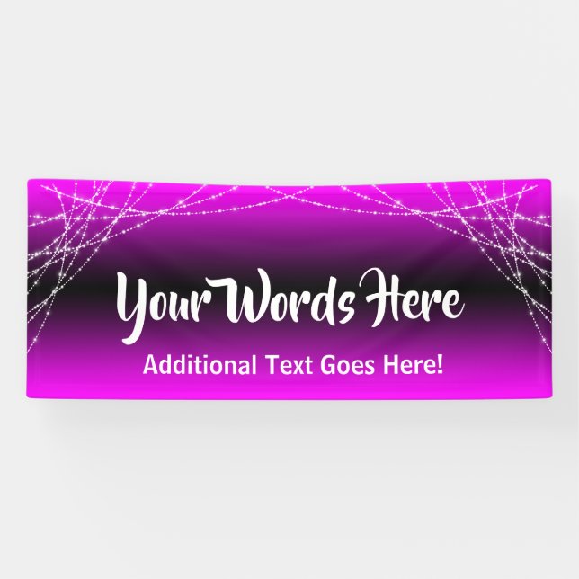 Magenta Ombre Light Strings Add Your Own Text Banner (Horizontal)