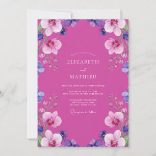 Magenta Orchid Tropical Wedding Invitation