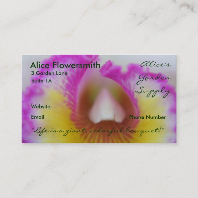 Magenta Orchids business cards (Front)