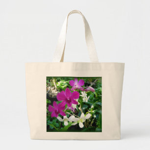 Magenta Orchids Large Tote Bag