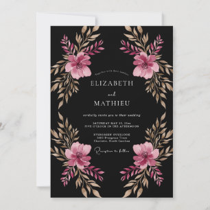 Magenta Painterly Blossom Wedding Invitation